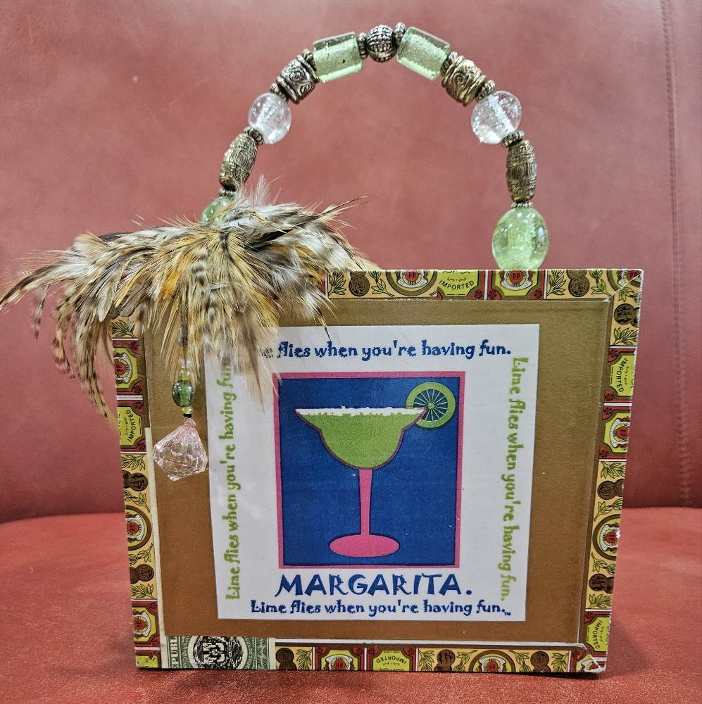 Margarita Themed Mini Bag with Feather Accent